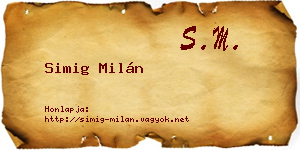 Simig Milán névjegykártya
