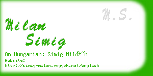 milan simig business card